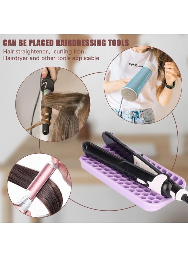 ChicAbode 2 Pack Silicon Heat Resistant Mat for Hair Tools, Travel Hot Pad for Curling Iron Small, Non Slip Flat Iron Mat Pad, Thick Styling Tool Mat, for Straightener Wands (Pink, Purple) - Image 3